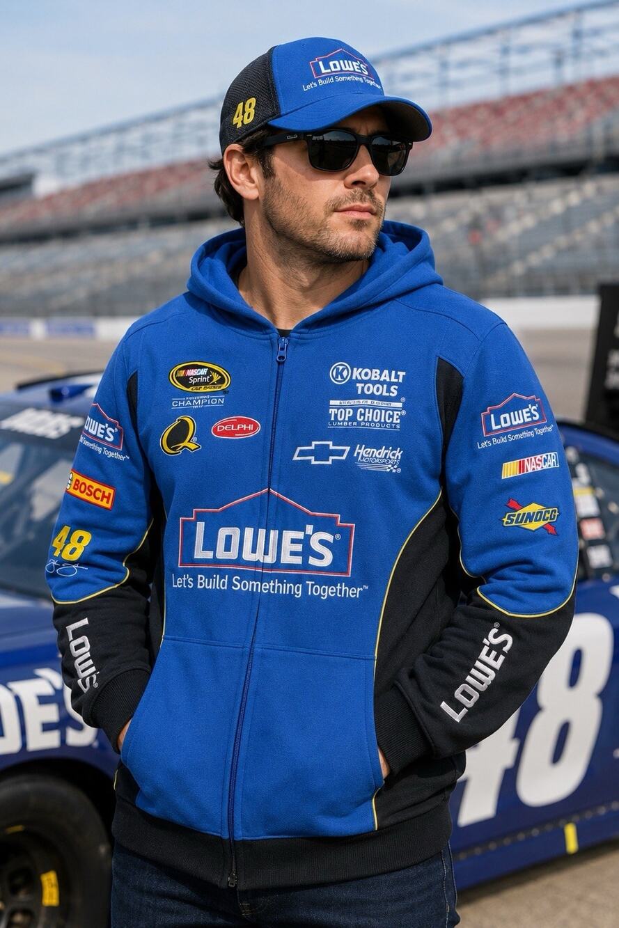 NASCAR Chase Authentics Jimmie Johnson #48 Lowe’s Zip Hoodie XXL Blue